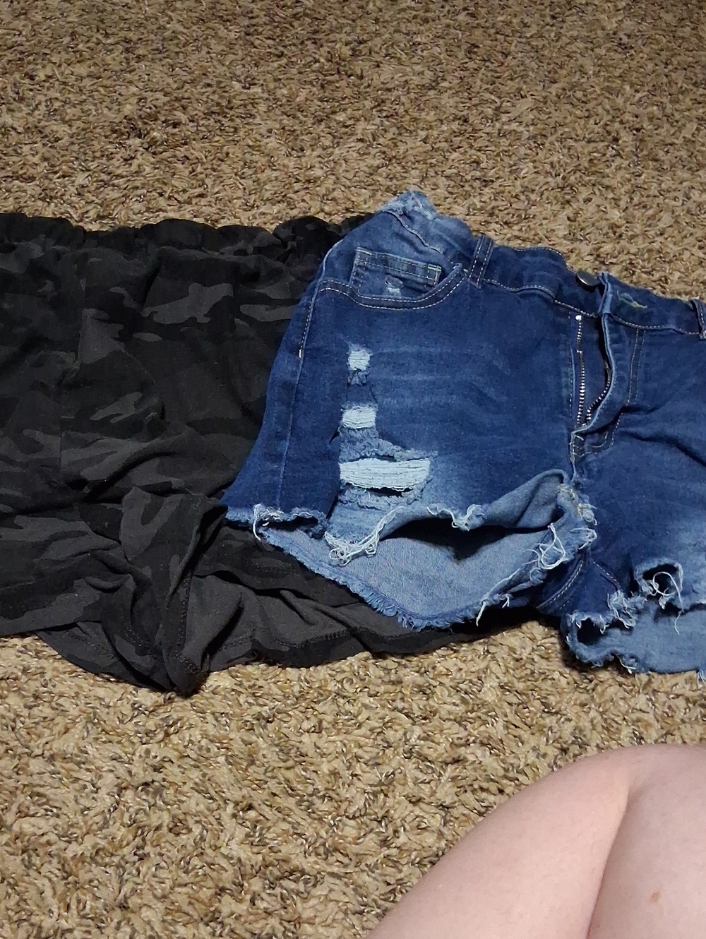 SHEIN Dark Blue Distressed Denim Shorts